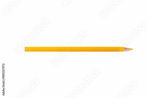 Single orange wooden pencil with sharpened tip placed horizontally, isolated on white background. Minimal composition with copy space for creativity, design, and education concepts.
