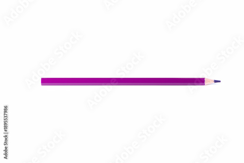 Single purple wooden pencil with sharpened tip placed horizontally, isolated on white background. Minimal composition with copy space for creativity, design, and education concepts.