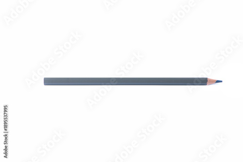 Single gray wooden pencil with sharpened tip placed horizontally, isolated on white background. Minimal studio composition with copy space for creativity, design, and education concepts.