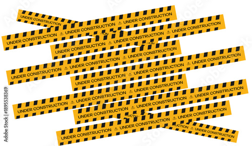 under construction tape warning banner image with transparent background, Under construction sign for construction site and website