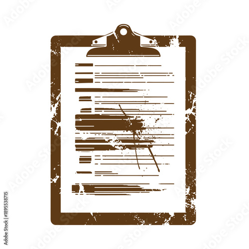 Vintage Grunge texture Vintage clipboard with blank paper and grungy texture  office supply for writing and notes