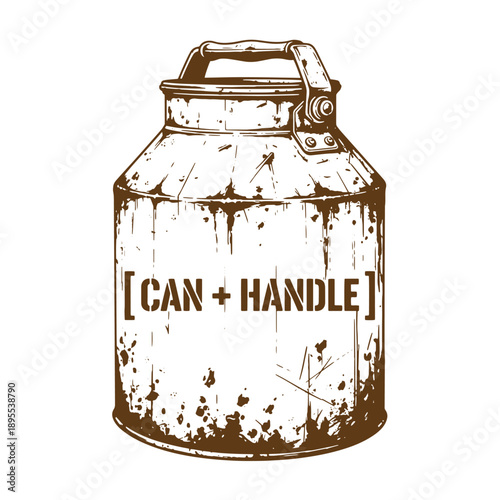 Vintage Grunge texture Vintage metal can with handle for carrying liquids or materials