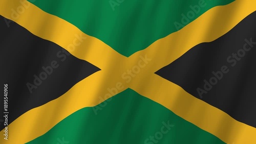 Jamaica Flag Waving on Wind, Realistic 4K Background Animation