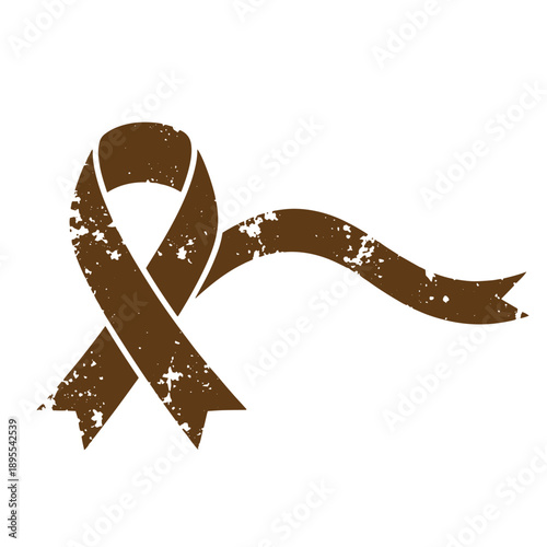 Vintage Grunge texture Grunge style awareness ribbon symbol for support and cause recognition on white background