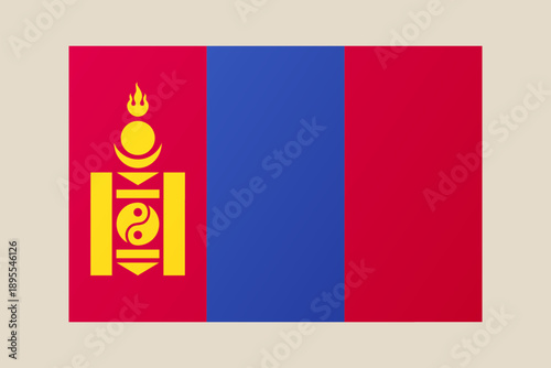 Mongolian National Flag Representing Sovereignty and Culture of Mongolia with Patriotic and Official Identity