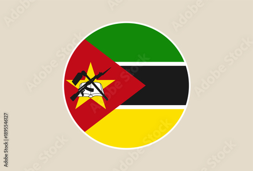 Free Download Official Flag of Mozambique within a Clean Round Icon, Symbolizing National Identity and Heritage for Global Representation. - GFXLoad