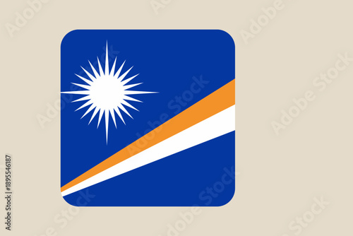 Marshall Islands Flag Icon Displaying National Identity and Culture in a Modern Rounded Square Design