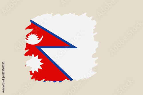 Distressed Nepal National Flag Illustration with Rough Edges and Grunge Texture Representing National Pride