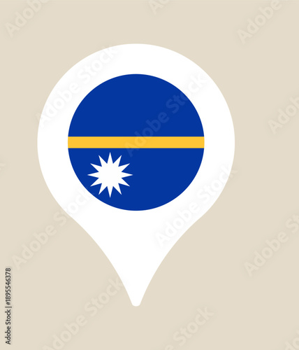 Vector Nauru Flag Icon Inside a Modern Map Pointer Pin for Geographical Location, Navigation, and Travel Concepts.