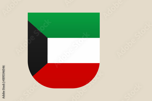 Free Download Kuwait National Flag in Modern Shield Shape Symbolizing Patriotism and Identity of the Middle Eastern Country with Minimalist Design. - GFXLoad