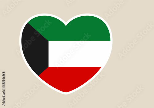 Free Download Kuwait Flag Heart Shape Icon Expressing National Patriotism and Love for the Country with a Modern Flat Design - GFXLoad