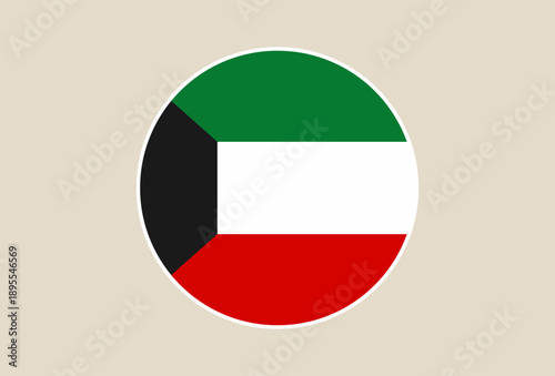 Kuwait National Flag Depicted as a Circular, Vibrant Symbol of the Country's Identity and Pride in a Clean, Minimalist Vector Design. Free Download Kuwait National Flag Depicted as a Circular, Vibrant Symbol of the Country's Identity and Pride in a Clean, Minimalist Vector Design. - GFXLoad