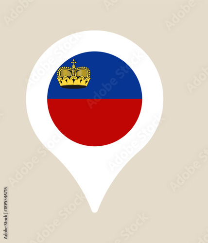 Liechtenstein Flag Map Pointer Icon Pinpoint European Country Location on Digital Map Navigation Symbol Vector