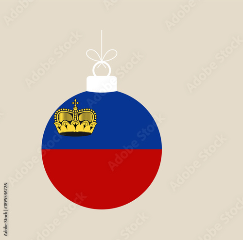 Patriotic Liechtenstein Flag Design Christmas Ornament Vector, Hanging for Festive National Holiday Winter Decoration.