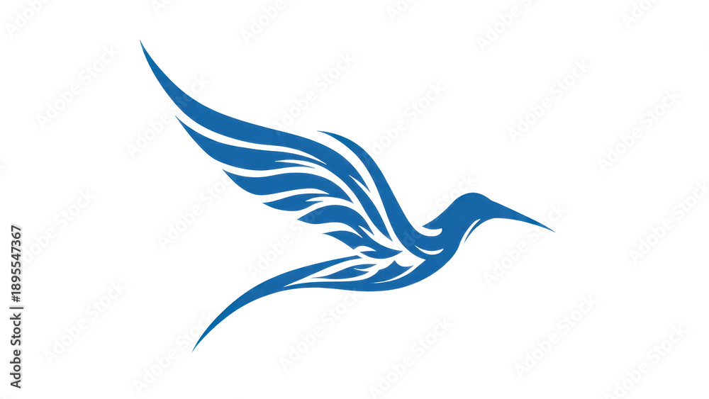 Fototapeta premium Abstract Blue Bird in Flight Illustration