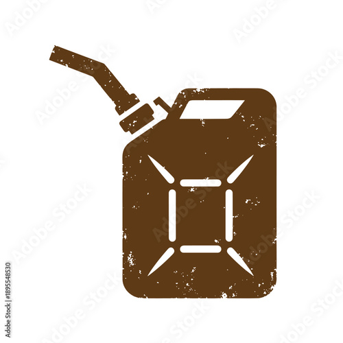 Vintage Grunge texture Vintage style illustration of a distressed brown gas can with a pouring spout against a plain white background