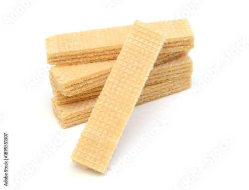 Vanilla wafers on white background.