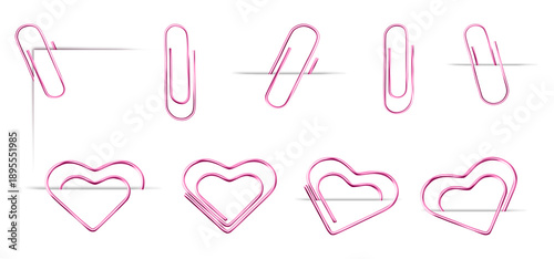 Fotografía Paper Clip Set Coquette Heart Shape Transparent Paperclip Love Valentine’s Day P