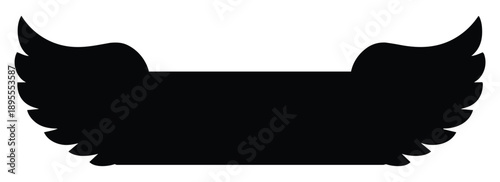 Black Angel Wings Silhouette Icon Isolated on White Background