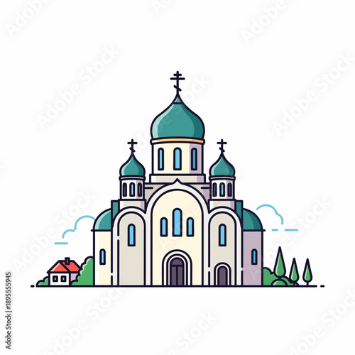 Orthodox Church with Green Domes