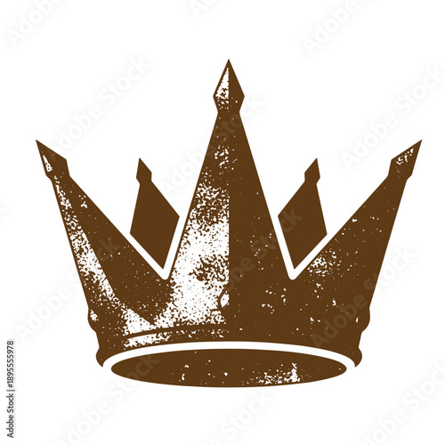 Vintage Grunge texture Grungy crown icon with distressed texture and pointed tips royal symbol isolated on white background