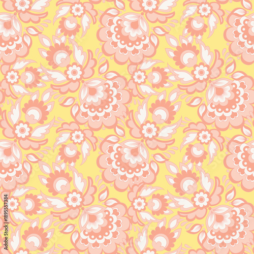 Ethnic flowers seamless vector pattern. floral vintage background