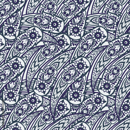 floral vector illustration in damask style. ethnic background