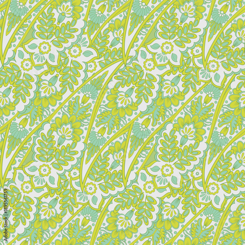 Floral seamless textile pattern in asian batik style