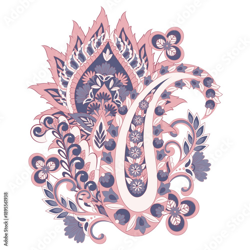 Paisley isolated. Card with paisley isolated for design. Floral vector pattern. Embroidery floral vector pattern.