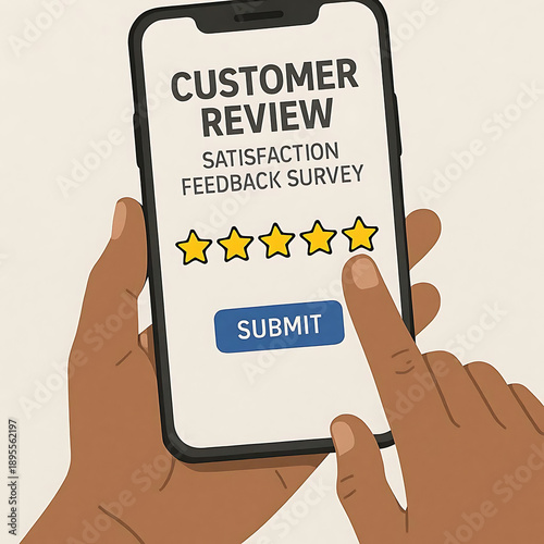 User give rating to service experience on online application for Customer review satisfaction feedback survey concept.