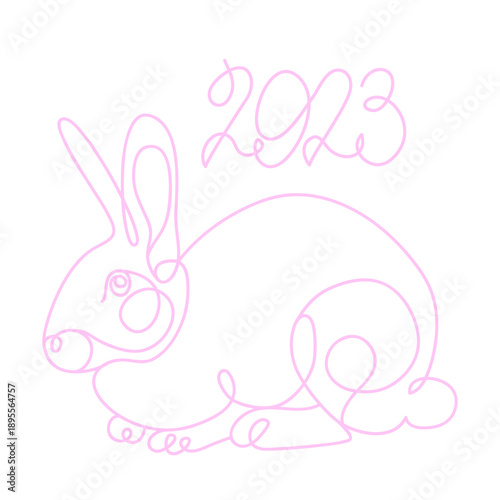 One line drawing Rabbits. Vector isolated illustration
