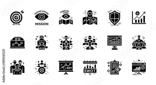 Business Icons Representing Strategy and Planning.