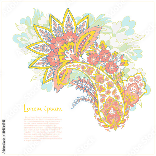 Vector paisley pattern. Vintage flowers Decorative ornament card, invitation, web design