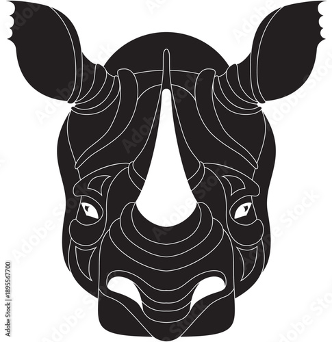 rhinoceros head logo animal. vector rhino illustration