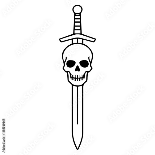 Sword with skull line icon vector on a white background
Vector line icon