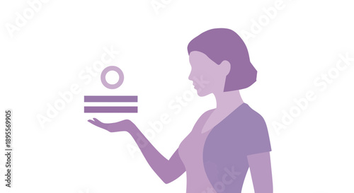 Woman Holding Symbol of Equality and Balance.