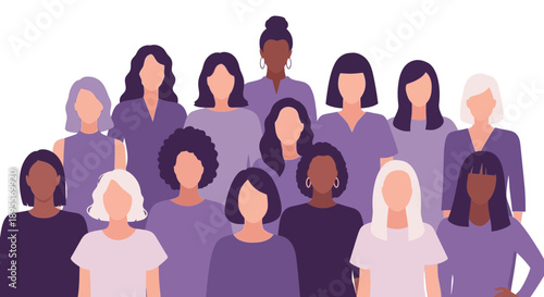 Diverse group of women standing together in unity.