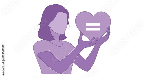 Woman Holding Heart Symbolizing Equality and Love.