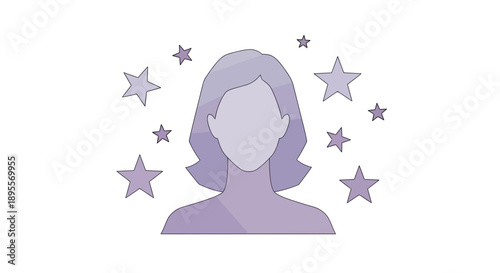 Stylized Silhouette of a Woman Surrounded by Stars.