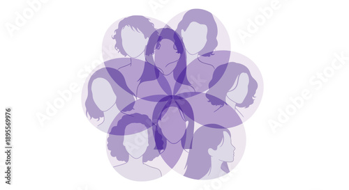 Abstract Representation of Diverse Women in a Circular Formation.