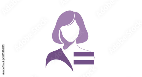 Feminist Symbol Woman Silhouette Purple Abstract Art.