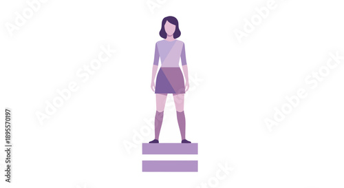 Woman standing on equality symbol representing gender equality.