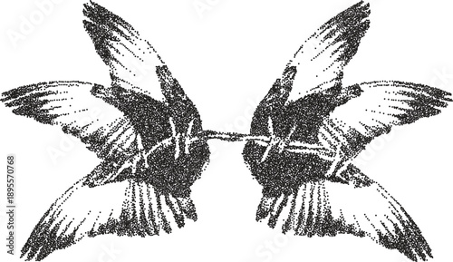 Butterfly y2k retro stipple art wings brutalist halftone vector png transparent, insect 2000s photocopy effect tattoo aesthetic