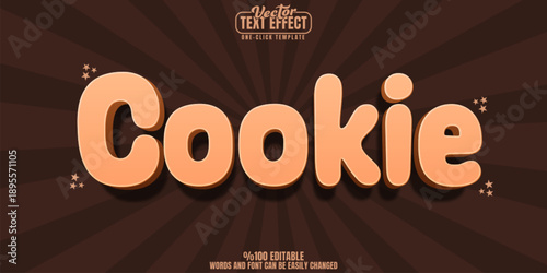 Cookie editable text effect, customizable cartoon and cute 3d font style