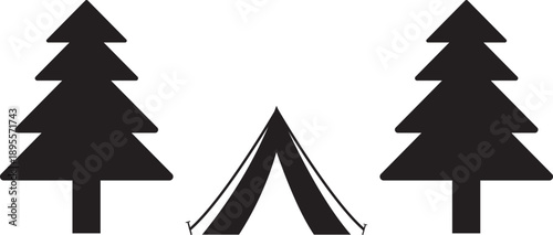 Trees and Tent Illustration for Camping and Outdoors