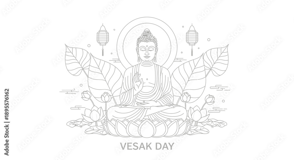 Obraz premium Buddha Statue Illustration Vesak Day Celebration.