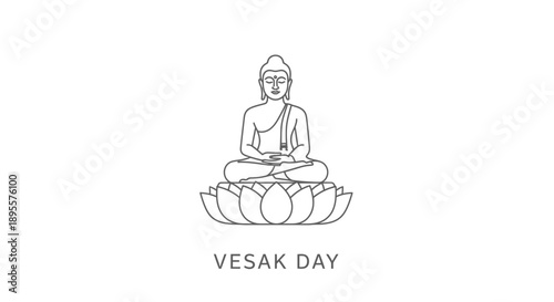 Buddha Sitting on Lotus Flower Illustration 2.