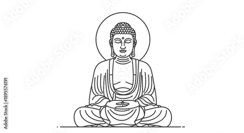 Buddha Statue Meditating in Lotus Position.