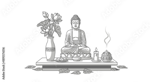 Buddha Statue Sitting Meditation Serene Peaceful.