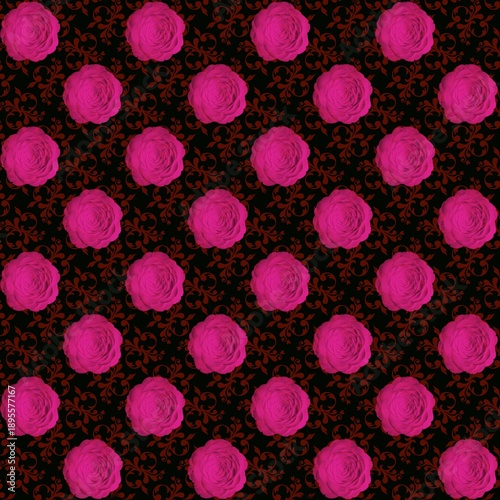 seamless pattern with pink flowers